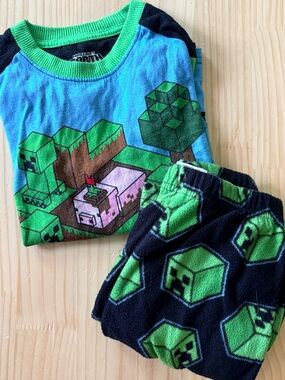 Minecraft Green & Blue Kids Pajama Set